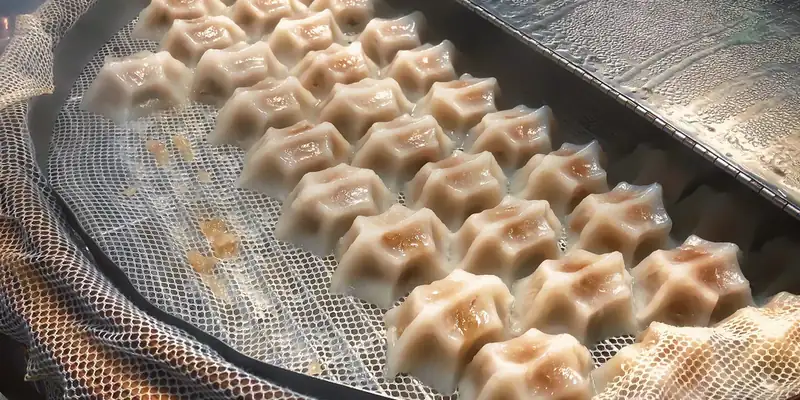 夜市攤位上整排剛蒸好的點心